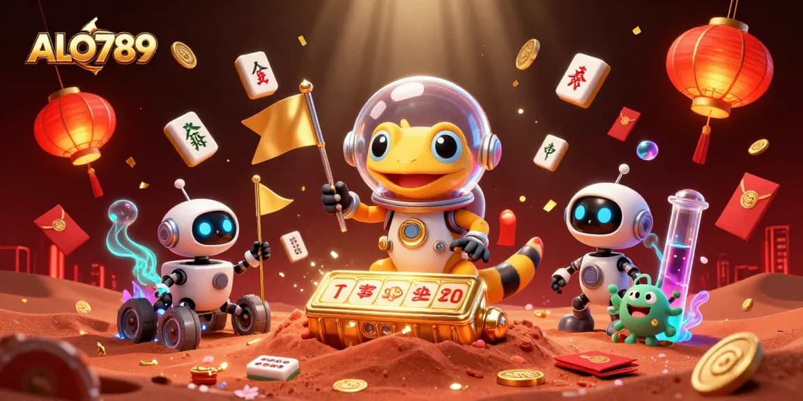 Experience the thrill of ALO789 as Martian characters uncover a golden casino with lively elements.