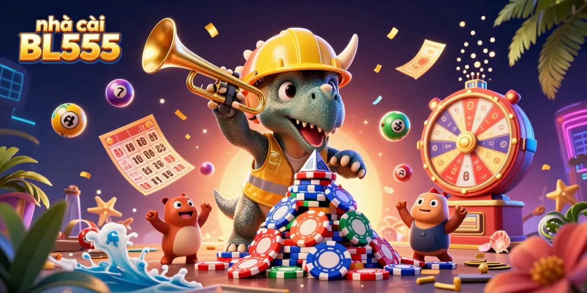 Play exciting games at nhà cái BL555 as a colorful celebration of lottery balls and rich casino atmosphere.