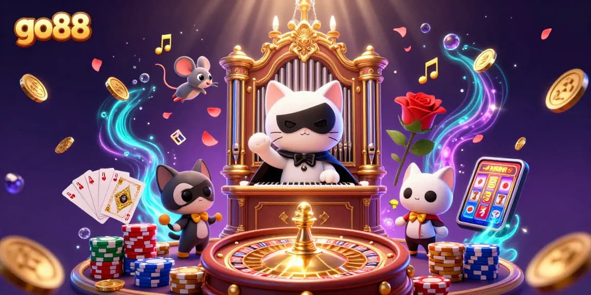 Experience the thrilling world of go88 with a vivid digital casino scene filled with sparkling elements.