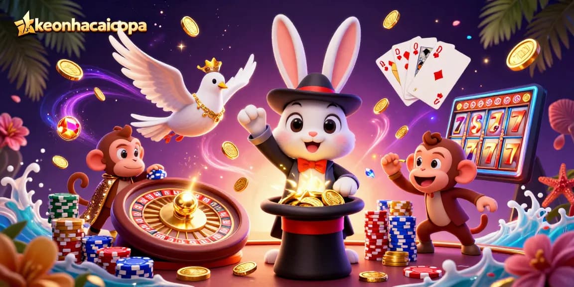 Engage in thrilling wins with keonhacaicopa's animated casino adventure featuring magical characters.