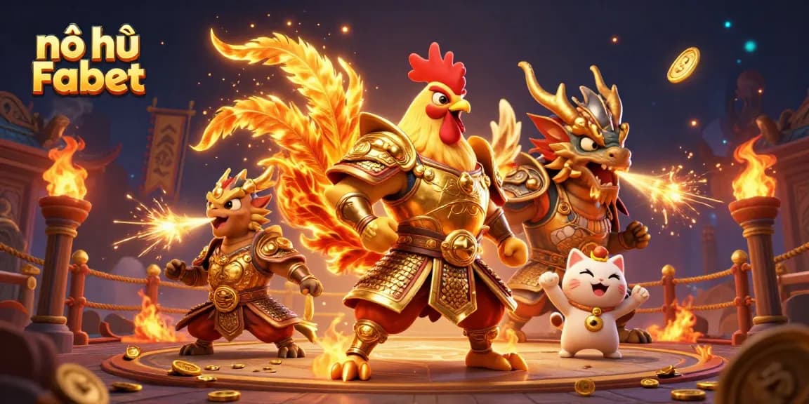 Play nổ hũ Fabet with vibrant characters and rich casino elements in this exciting illustration.