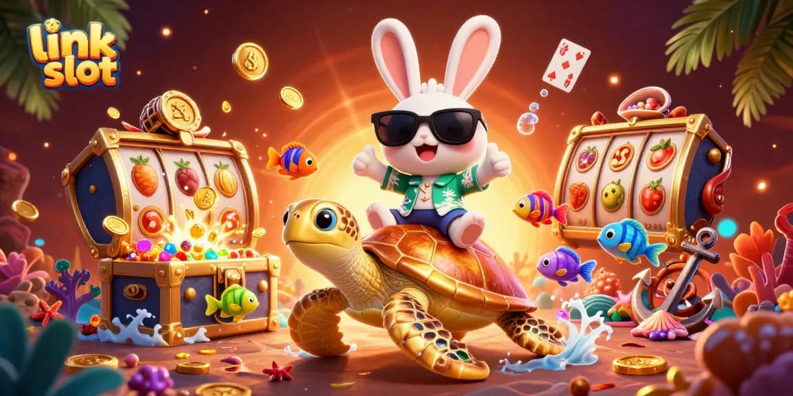 Spin the reels with excitement at link slot, featuring a lucky rabbit and golden sea turtle.