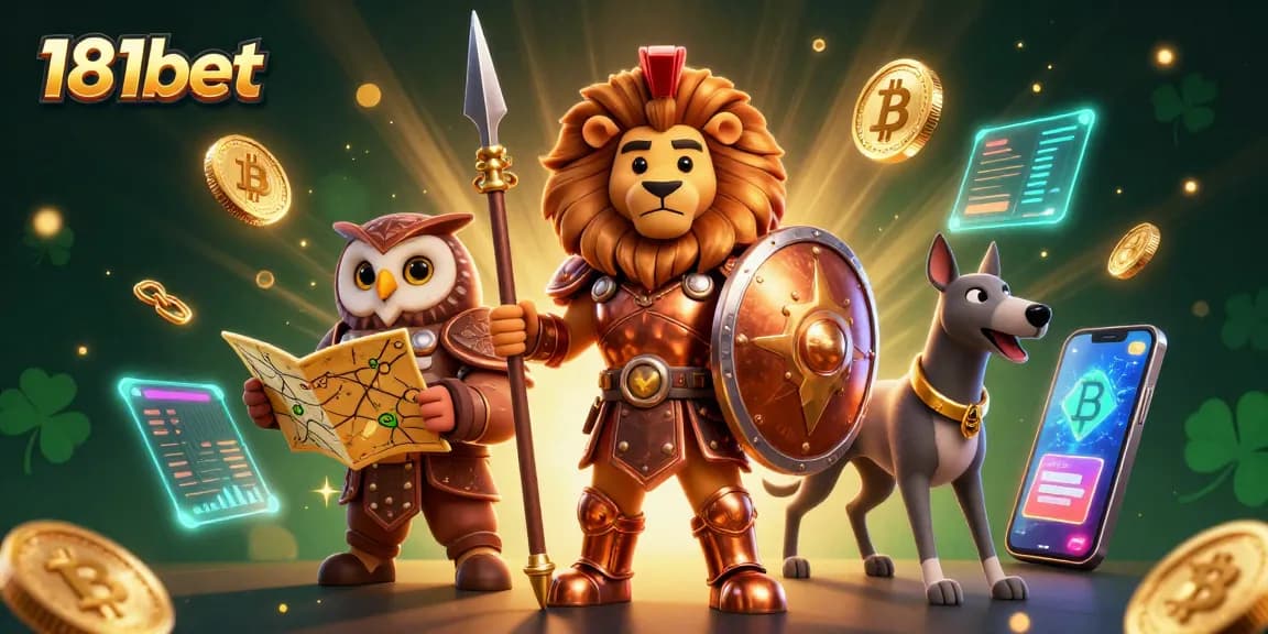 Join the thrill of gambling with 181bet's exciting activities surrounded by vibrant crypto elements in a stunning scene