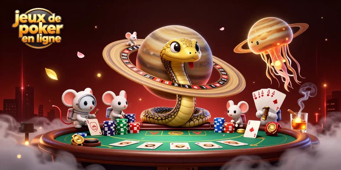 Jouer à des jeux de poker en ligne avec tension, jetons colorés et ambiance de casino