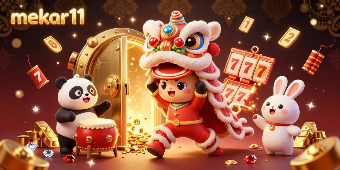 Spin to win with mekar11's exciting slot games, featuring vibrant characters and dazzling treasures.