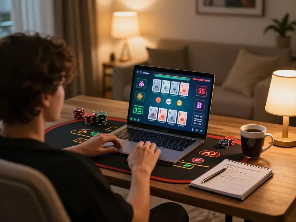 Player enjoys dynamic blackjack experience at O8 online casino, showcasing strategic gameplay in a comfortable setting.