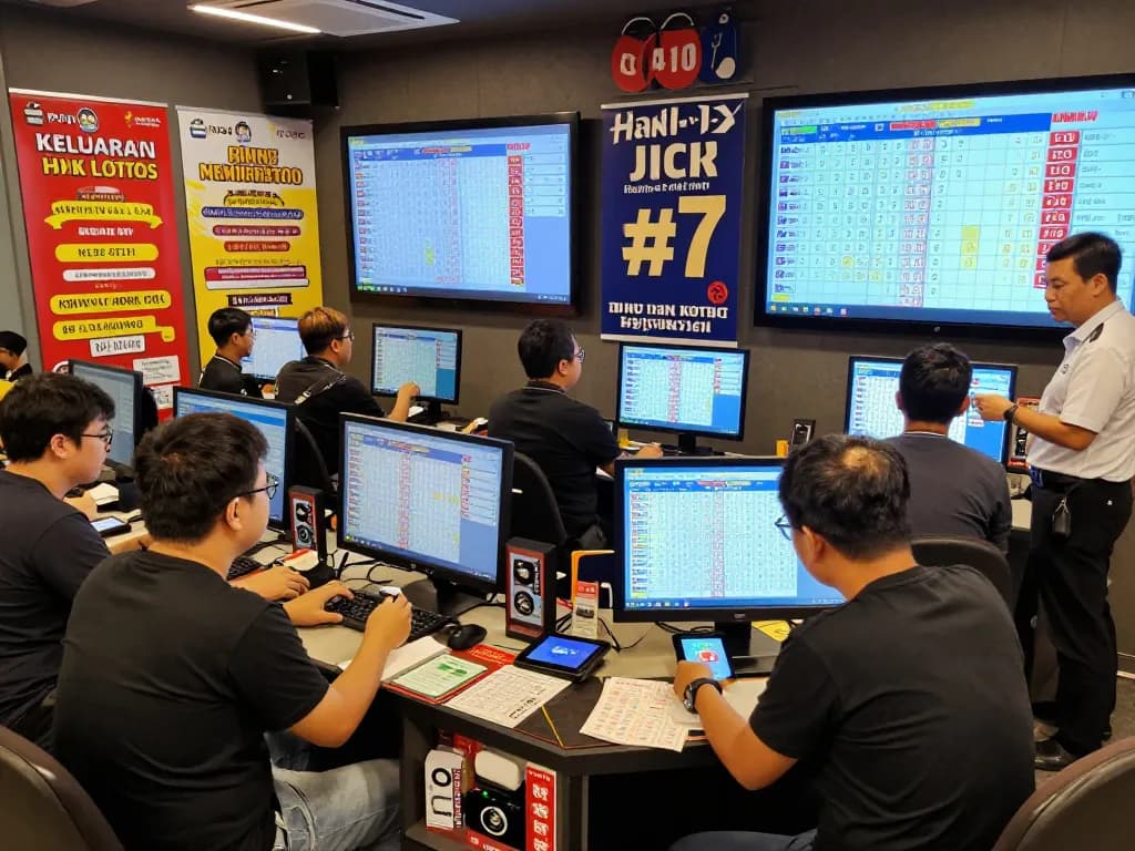 Group of players engaged in live draw Keluaran HK, showcasing excitement and Data HK details in a modern lounge.
