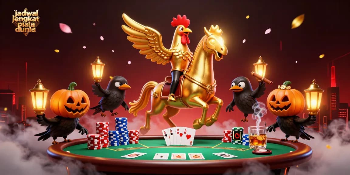 Experience the excitement of jadwal lengkap piala dunia with a golden rooster exploring a dazzling casino.