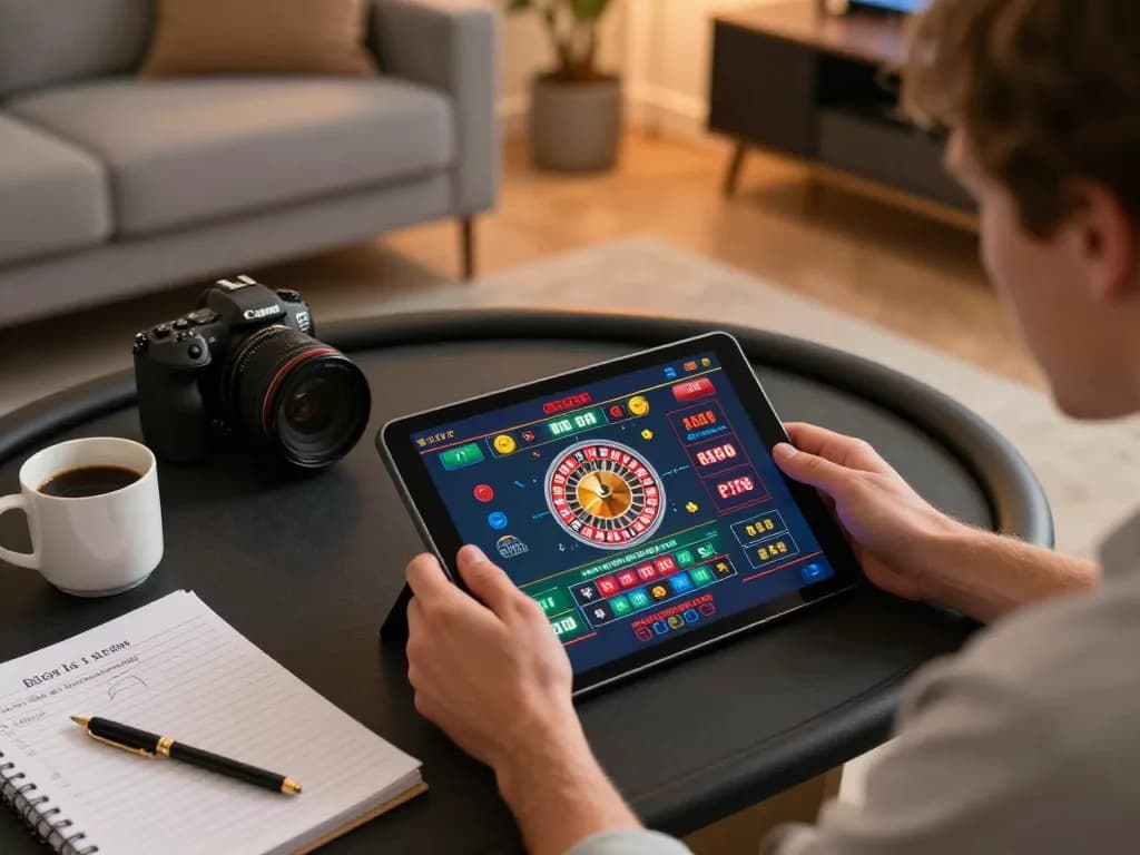 Engaged player enjoying RR88 SELECT from cozy home while betting on live roulette.