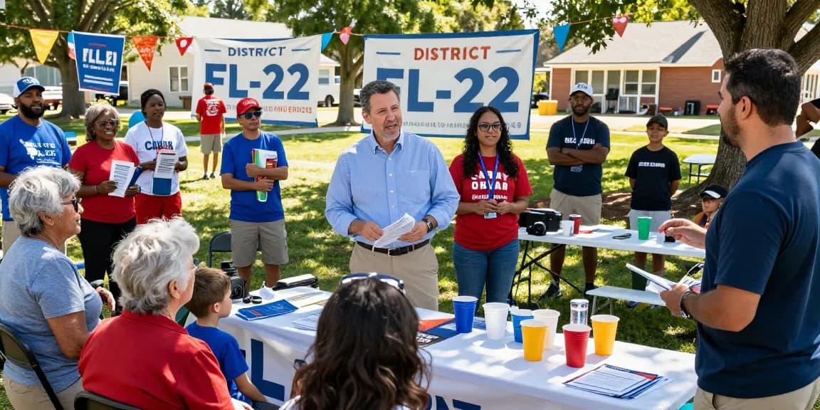 Casey Askar engaging with FL-22 voters at a community event, showcasing political campaign efforts