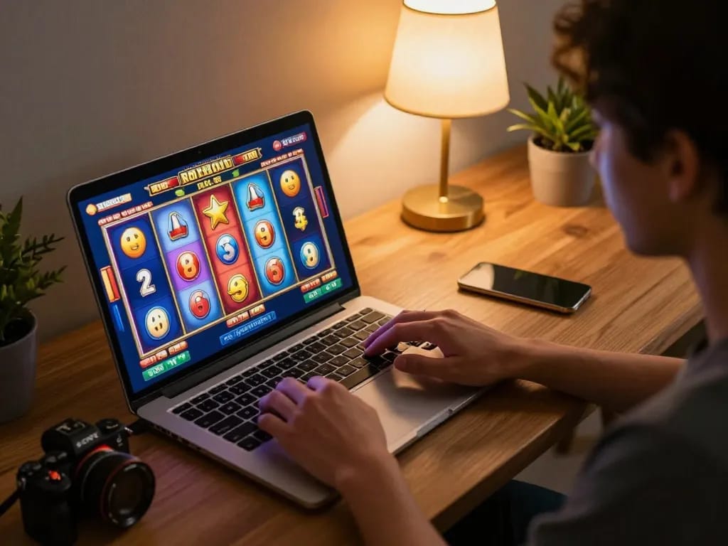 Player enjoying an exciting slot game interface on 888top com, showcasing dynamic gameplay and engaging visuals.