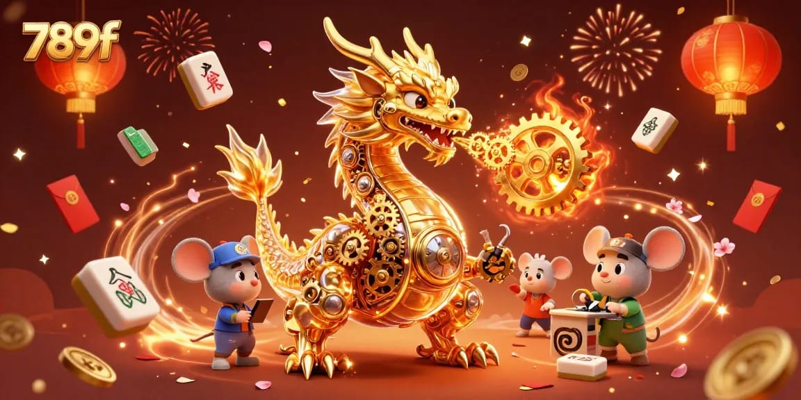 Experience the excitement of 789f with a vibrant 3D casino scene showcasing golden dragon mechanics and dynamic game elements.