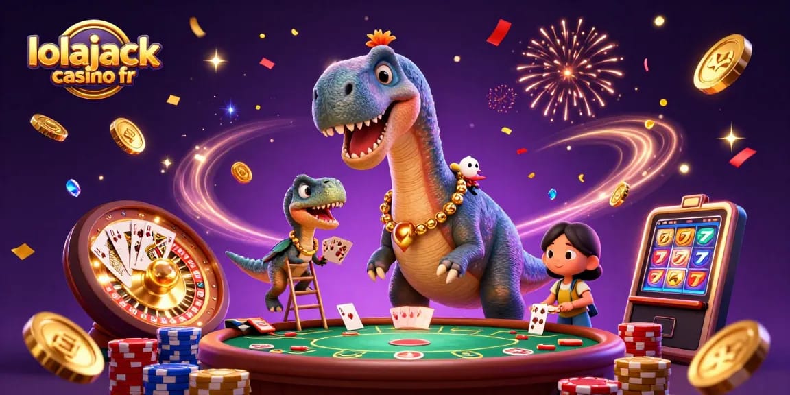 Lancez-vous dans l'action au Lolajack casino fr avec une scène animée de jeux de casino.
