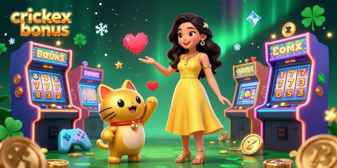 Experience the thrill of cricket betting with Crickex bonus - vibrant 3D casino illustration featuring engaging characters and gaming elements.
