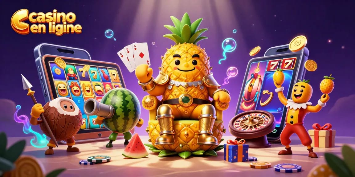 Jouer au casino en ligne avec des personnages colorés dans une ambiance festive et ludique.