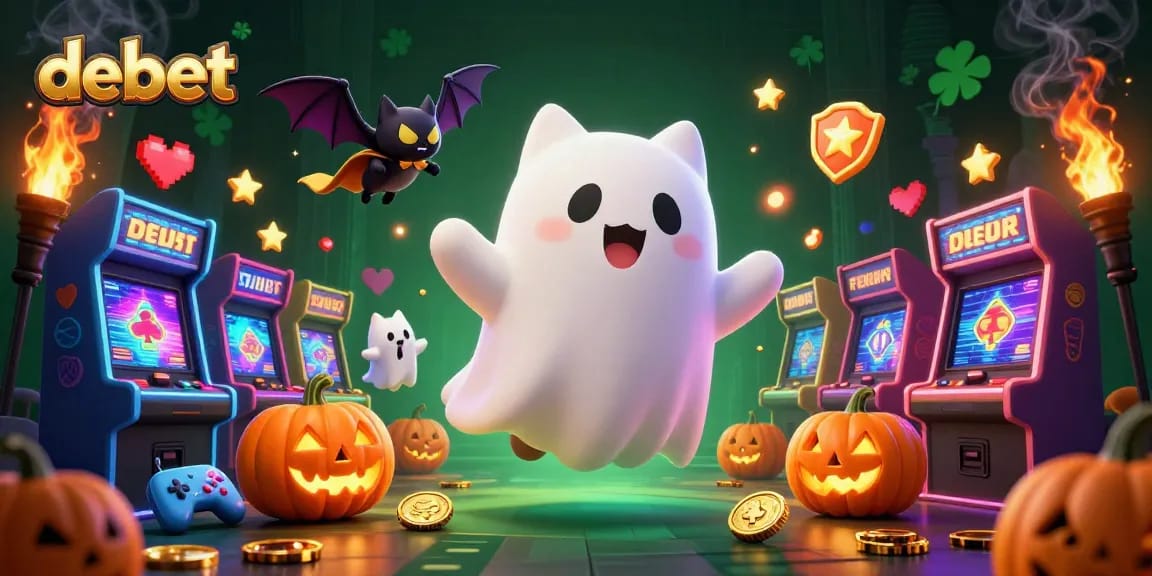 Experience debet's haunted casino thrills with ghost cats, bats, and glowing jackpots!