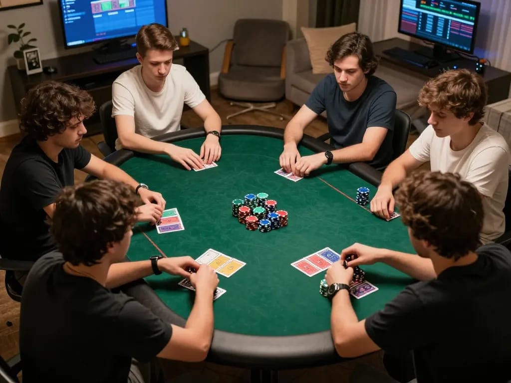 Players engage in an exciting MM88 online poker game, showcasing strategy and lively interaction.