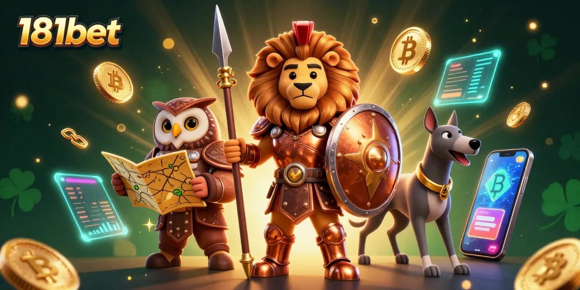Join the thrill of gambling with 181bet's exciting activities surrounded by vibrant crypto elements in a stunning scene