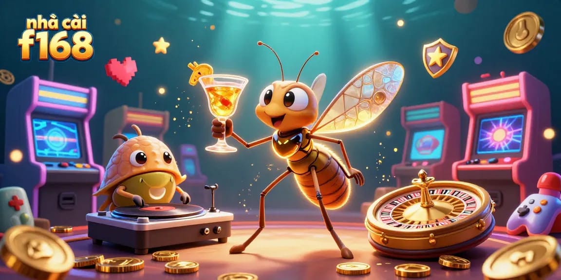 Enjoy thrilling casino action with nhà cái f168 featuring a fun mascot and vibrant gaming atmosphere.