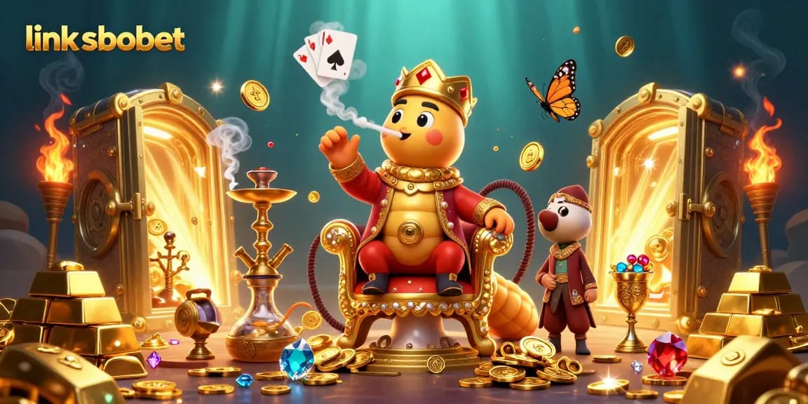 Join the fun and excitement with link sbobet in this vibrant casino illustration.