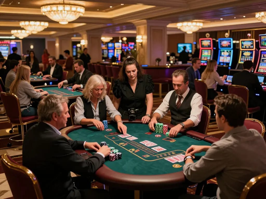 Players engaging in blackjack at sunwin casino with vibrant atmosphere and strategic gameplay