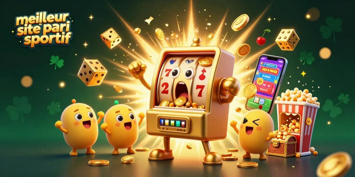 Illustration d'une machine à sous en victoire, symbole du meilleur site de pari sportif.