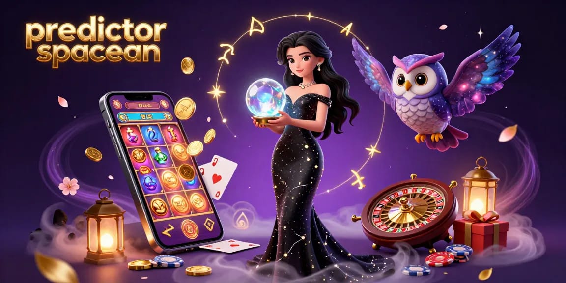 Engage with the predictor spaceman strategy featuring a mystical woman, owl, and vibrant casino elements.
