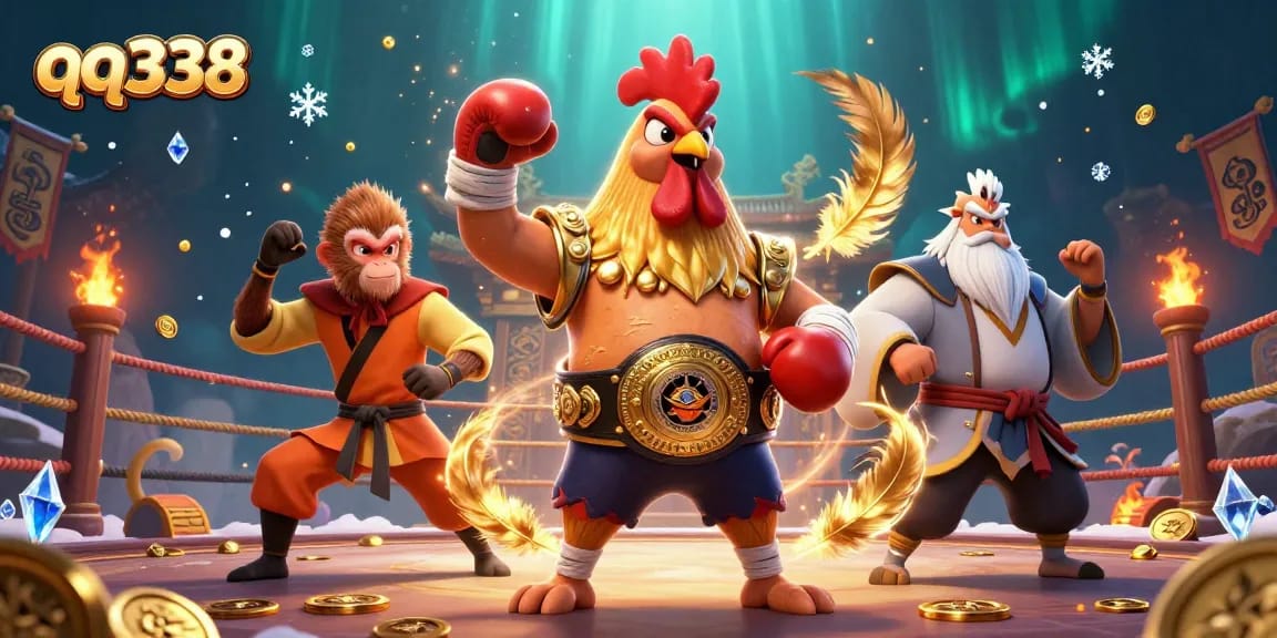 Engage with thrilling wins at qq338, where the Muay Thai rooster reigns supreme in a vibrant, action-packed casino scene.