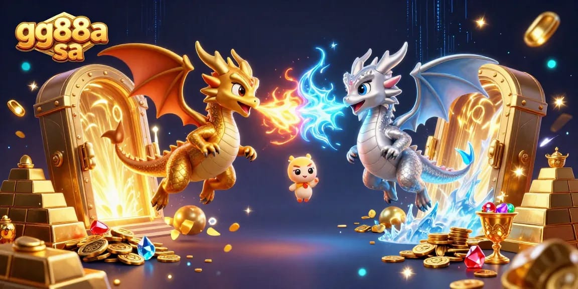 Experience the thrilling action of gg88a sa with dazzling dragons and treasure in a vibrant casino setting.