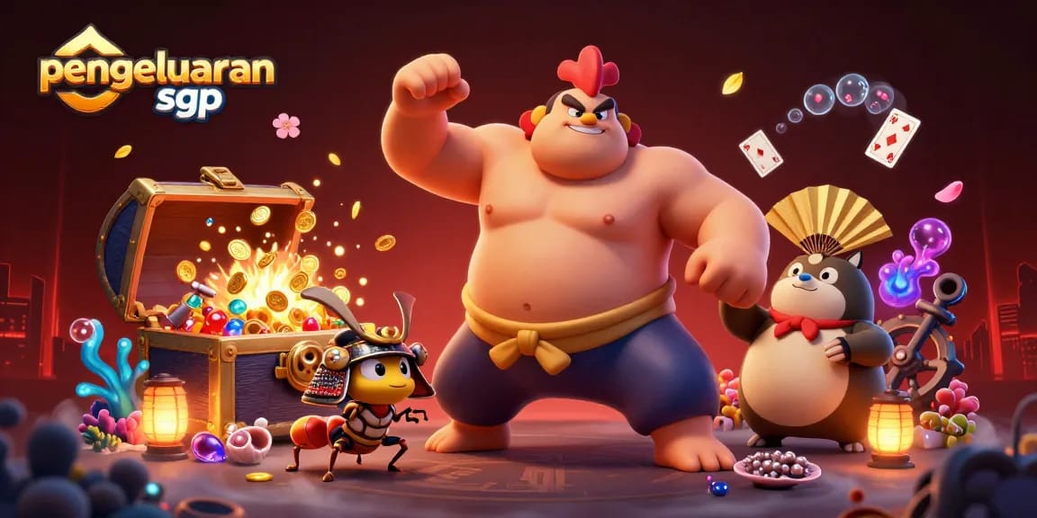 Engaging illustration of pengeluaran sgp data analysis featuring unique characters and vibrant casino elements