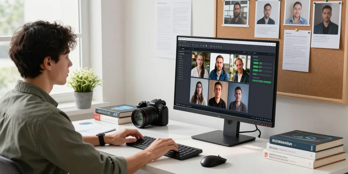 Data analyst detecting AI-generated images in a modern workspace to accurately detect ai image content.