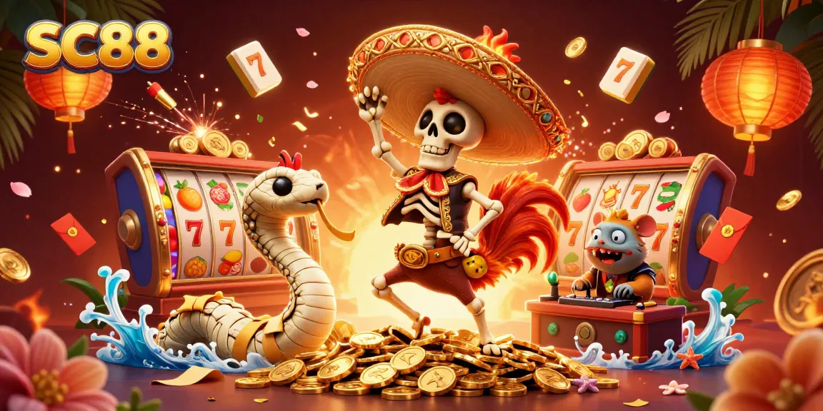 Dance with SC88 and win big in this vibrant casino-themed illustration.