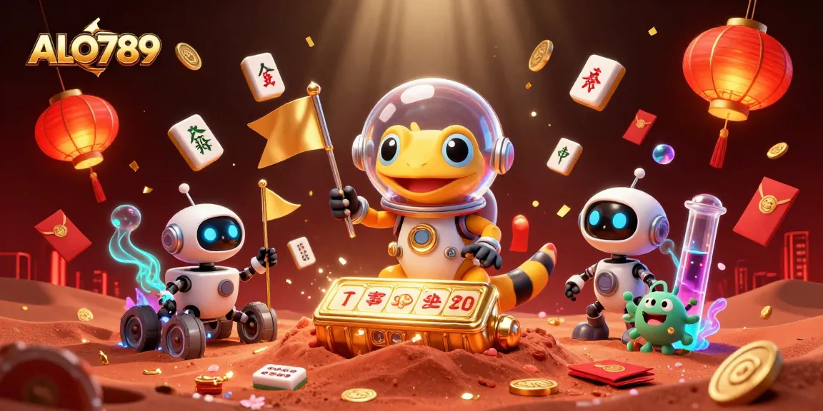 Experience the thrill of ALO789 as Martian characters uncover a golden casino with lively elements.