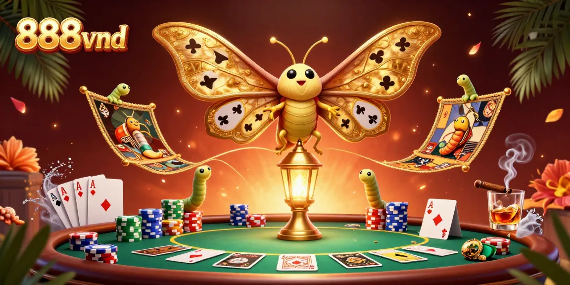 Experience thrilling gaming at 888vnd, with a vibrant 3D scene filled with poker action and colorful characters.