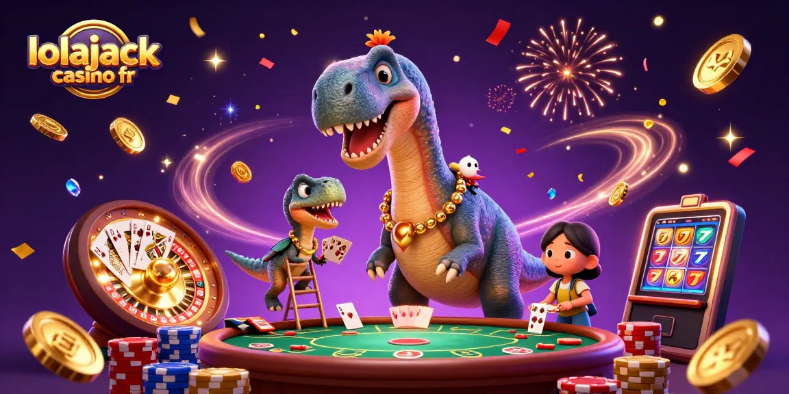 Lancez-vous dans l'action au Lolajack casino fr avec une scène animée de jeux de casino.