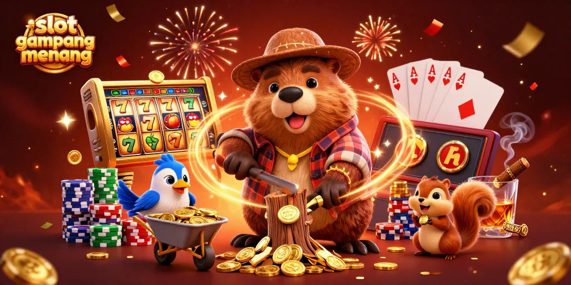 Experience slot gacor gampang menang with vibrant characters celebrating a jackpot in a lively casino scene.