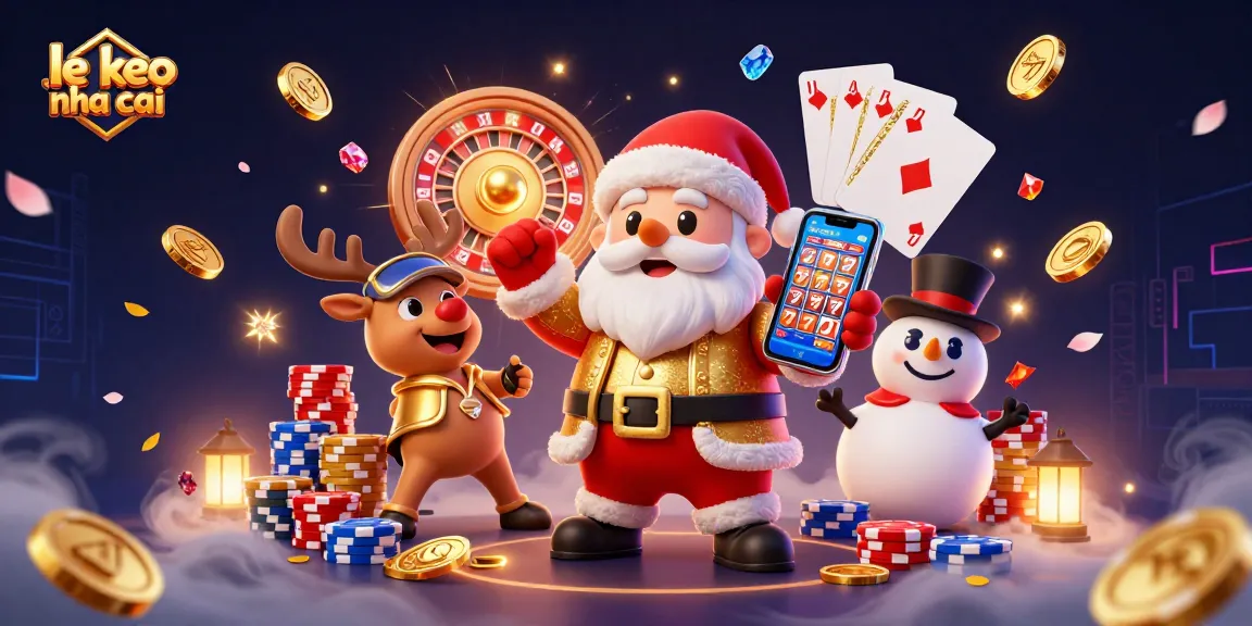 Experience winning strategies with ty le keo nha cai through captivating festive scenes of Santa and friends in a vibrant casino atmosphere.