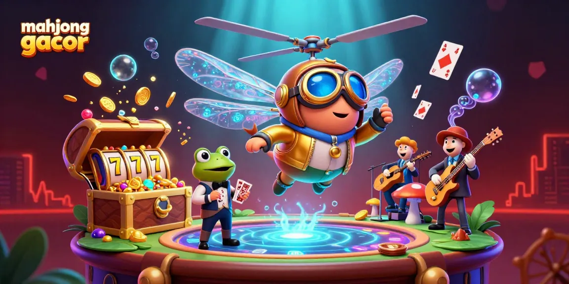 Engage with mahjong gacor in this vibrant illustration showcasing a fun underwater casino scene with animated characters.