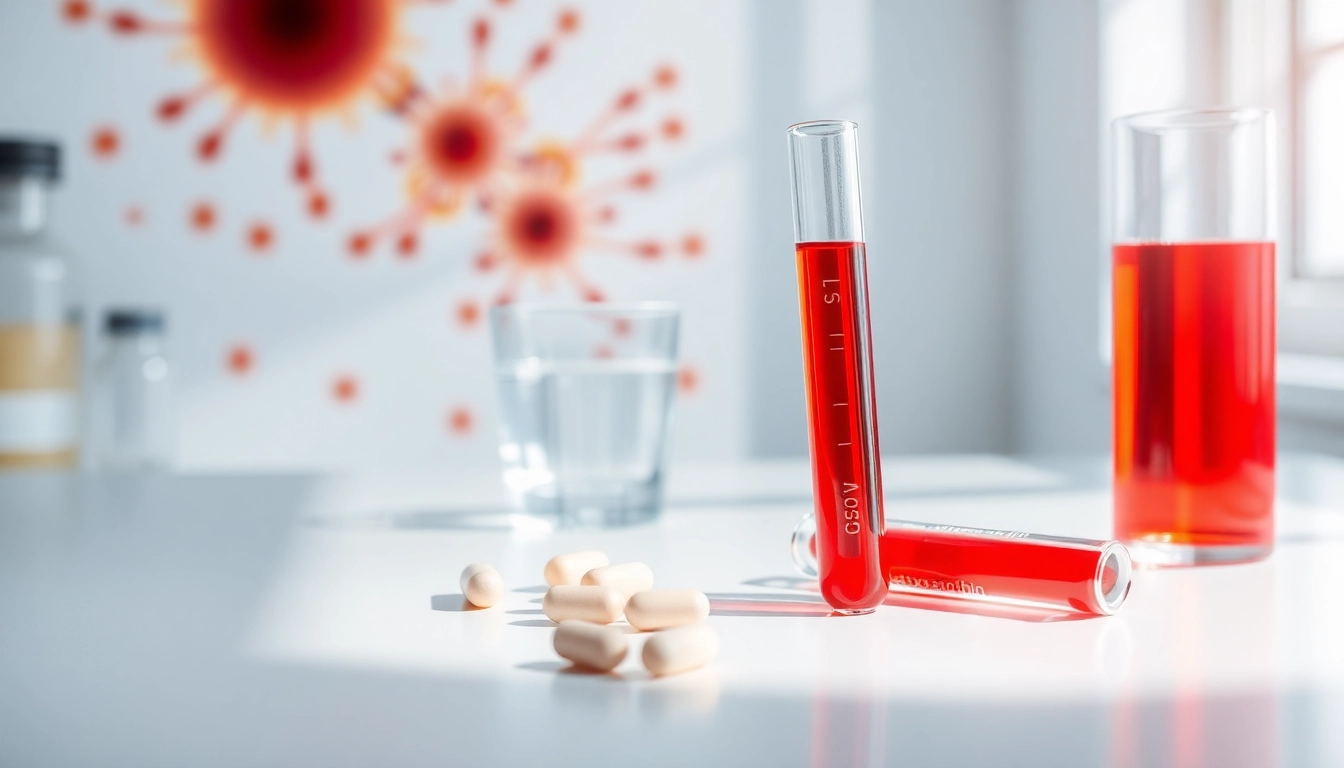 Investigating astaxanthin bioavailability in a professional laboratory setting with supplements and test tubes.