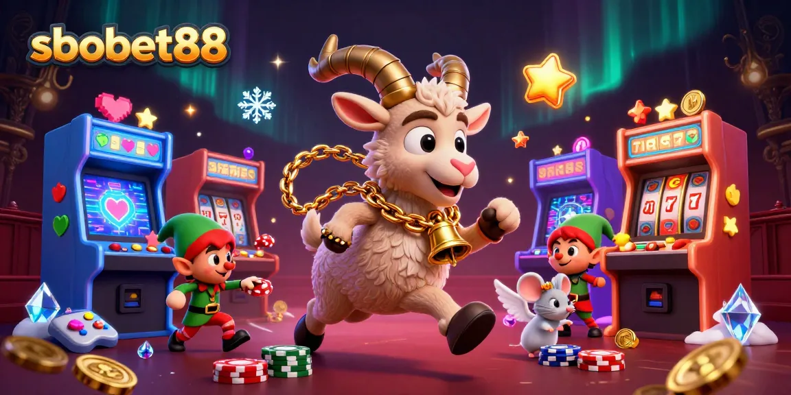 Experience sbobet88 action with Krampus and elf gremlins in this dynamic holiday casino scene.