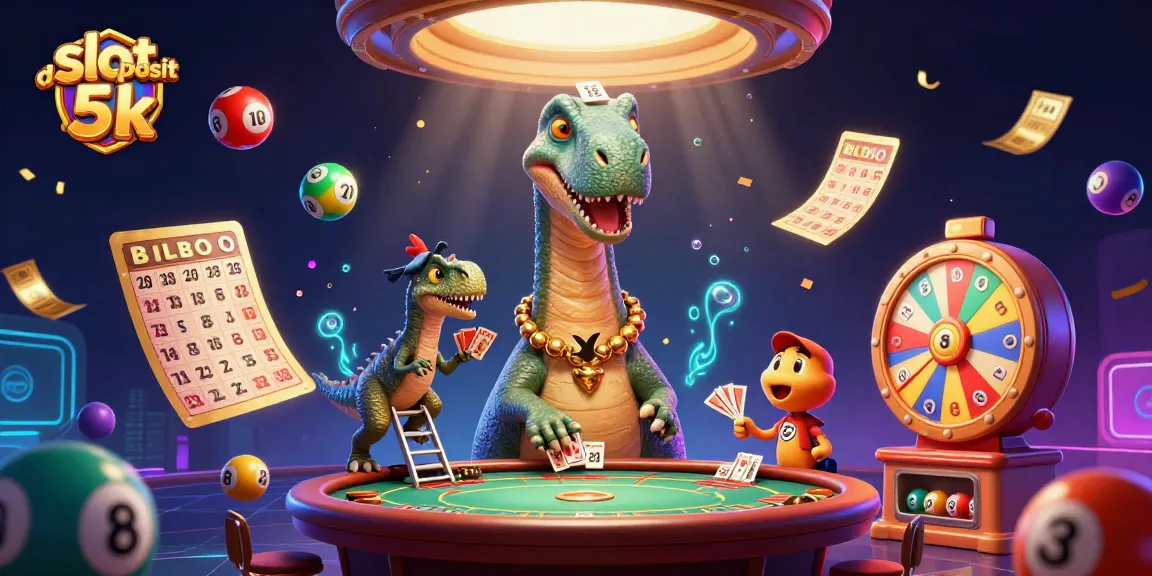 Experience slot deposit 5k fun with a brontosaurus in a vibrant casino scene full of action.