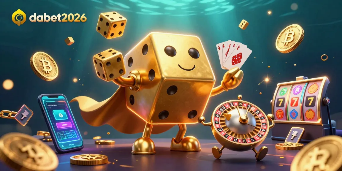 Engage with dabet2026's thrilling casino experience, featuring a golden dice golem amidst dynamic gambling elements.