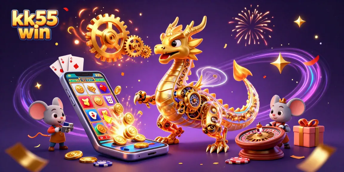 Engage in thrilling fun with kk55 win and enjoy vibrant casino gaming with fireworks and golden coins.