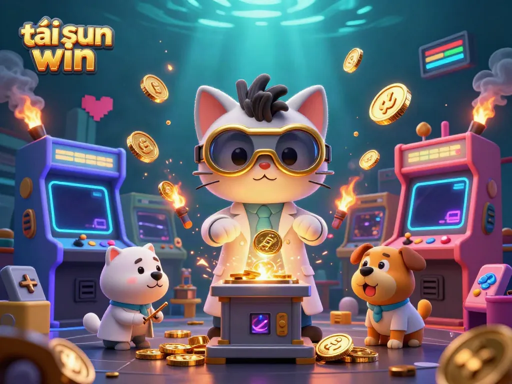 Play exciting games with tải sun win, featuring colorful characters and vibrant casino elements in an immersive 3D scene.