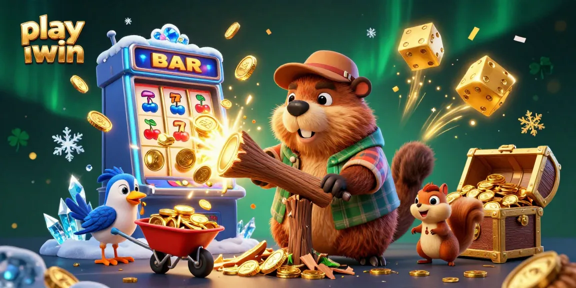 Spin and win with play iwin's vibrant 3D casino theme featuring characters and gold coins.
