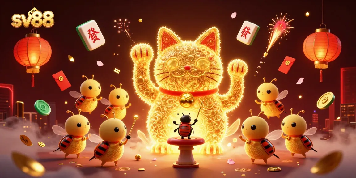 Engage with sv88's vibrant casino world featuring golden fireflies and lucky symbols.