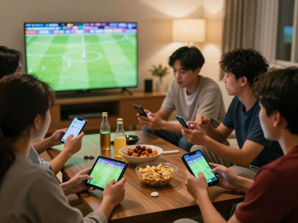 Soi kèo phạt góc action during exciting sports betting night with friends