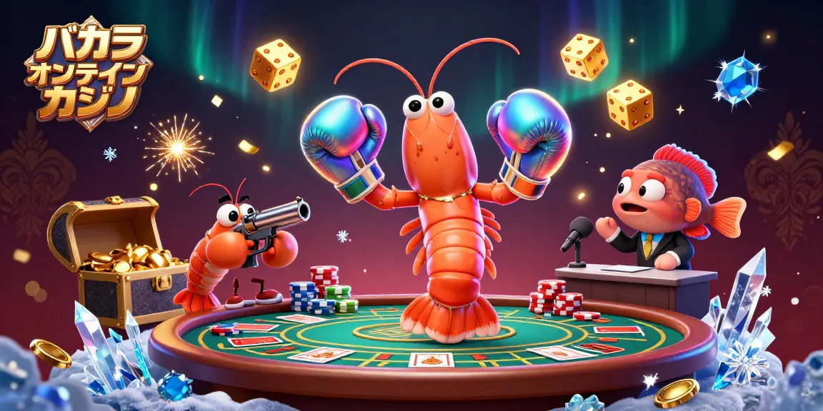 バカラオンラインカジノの魅力を伝える3Dコミック風イラスト。