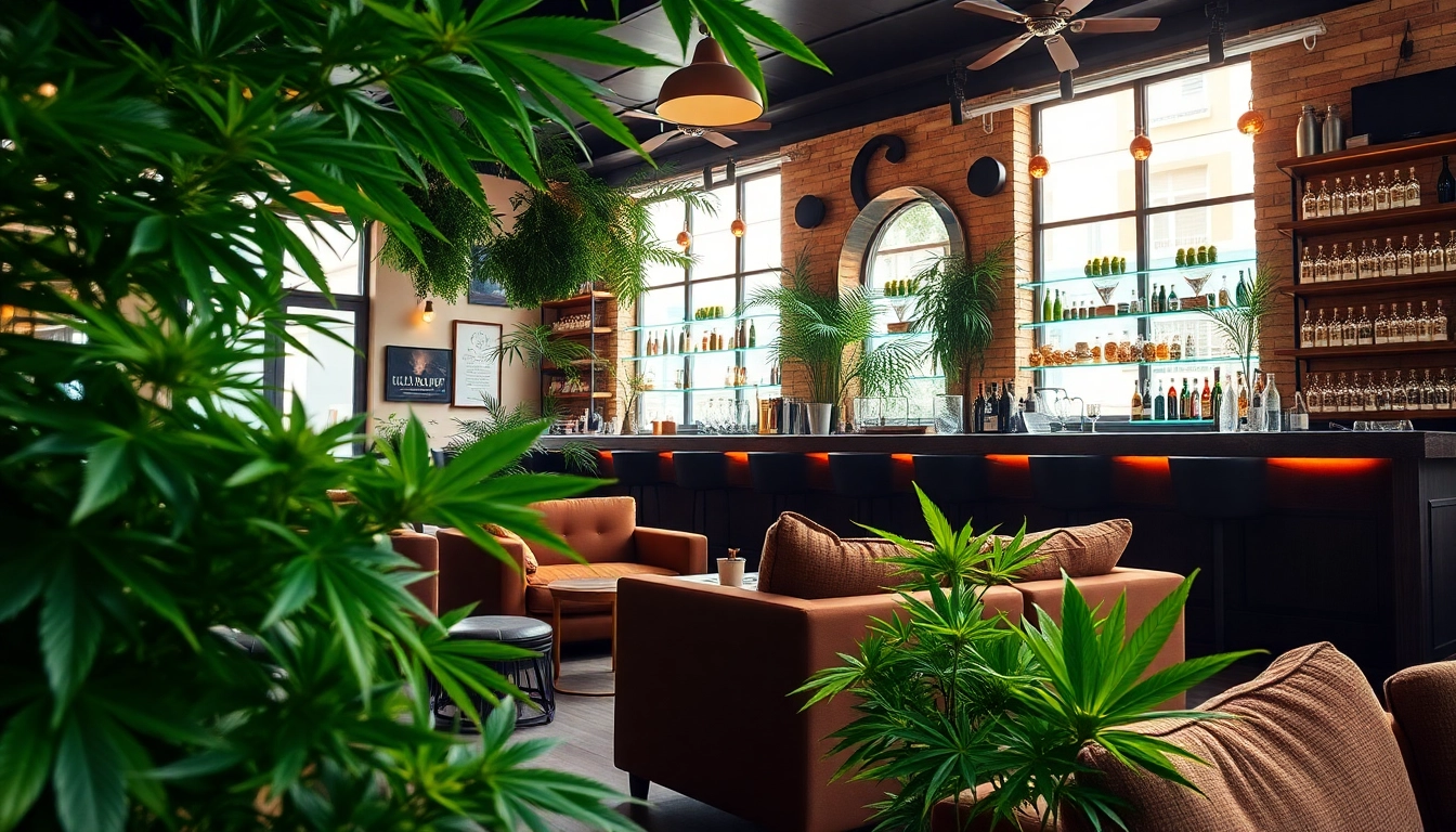 Cannabis clubs Lloret de Ma featuring a welcoming ambiance with lush plants and cozy seating.