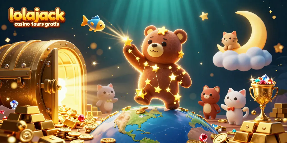 Experience winning excitement with lolajack casino tours gratuits as treasures and games soar in this vibrant illustration.
